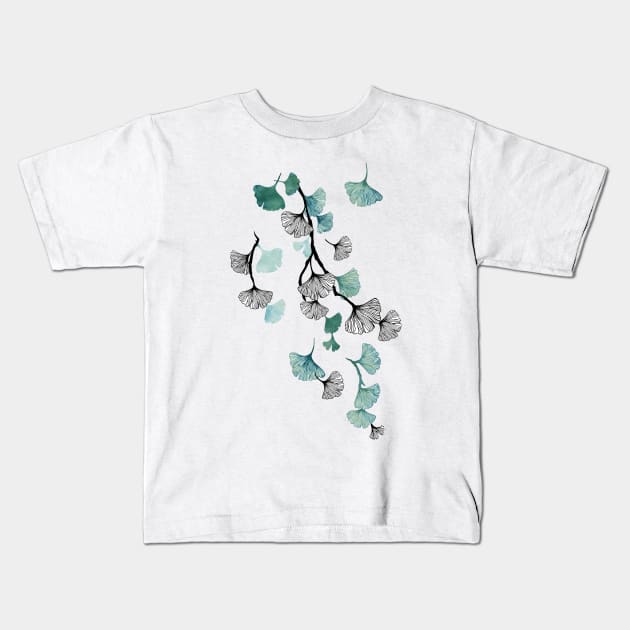 Ginkgo leaves Kids T-Shirt by adenaJ
